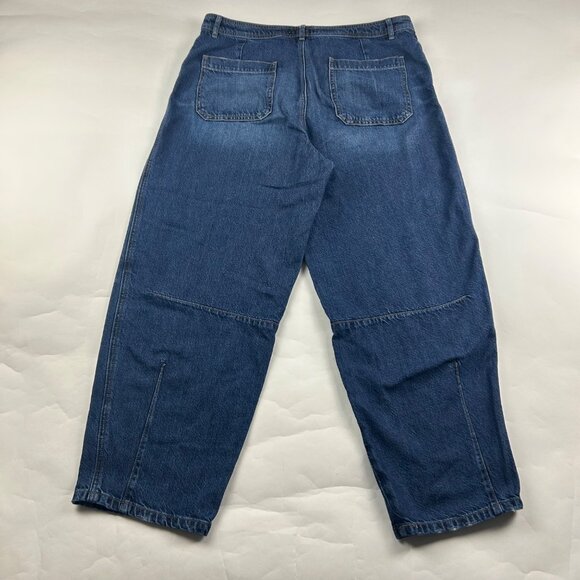 LOFT Dark Wash High Rise Barrel Leg Jeans 31 / 12 - Picture 6 of 7